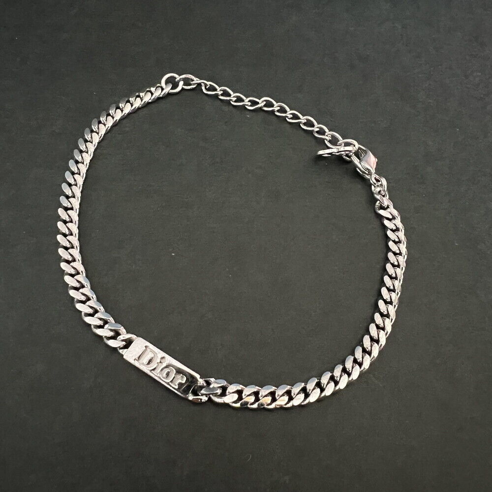 Christian Dior Logo Silver Tone  Chain Bracelet/1d4193